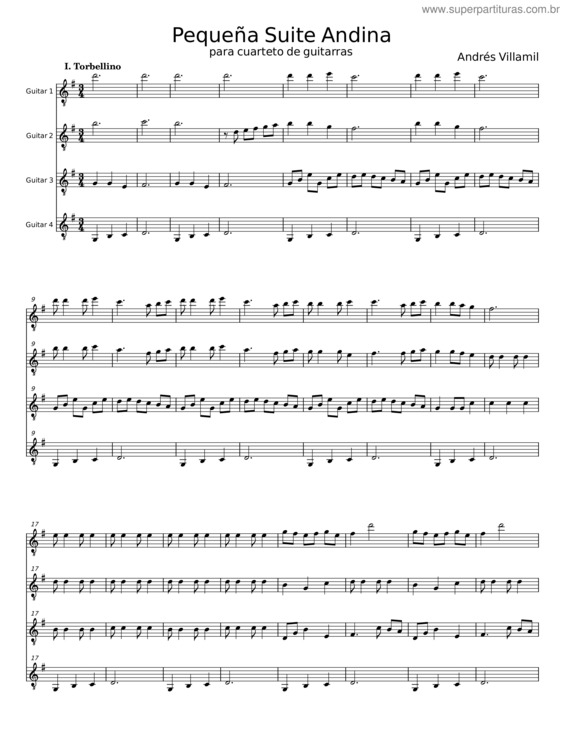 Partitura da música Pequeña Suite Andina – Andrés Villamil v.4