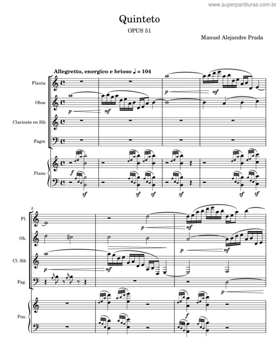 Partitura da música Pequeña Suite Para Quinteto De Viento – Manuel Alejandre Prada