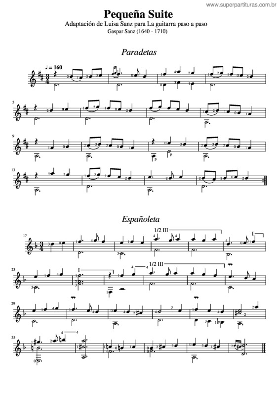 Partitura da música Pequeña Suite