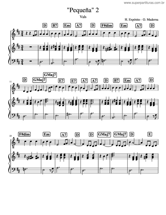 Partitura da música Pequeña Vals