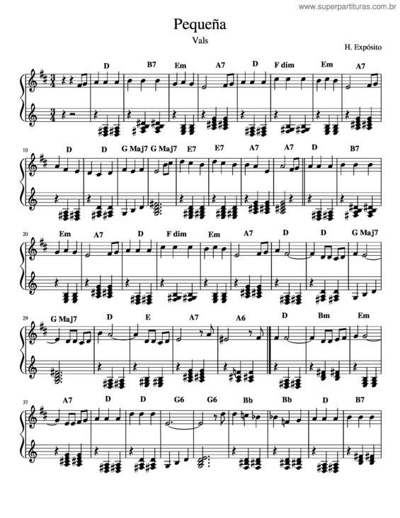 Partitura da música Pequeña