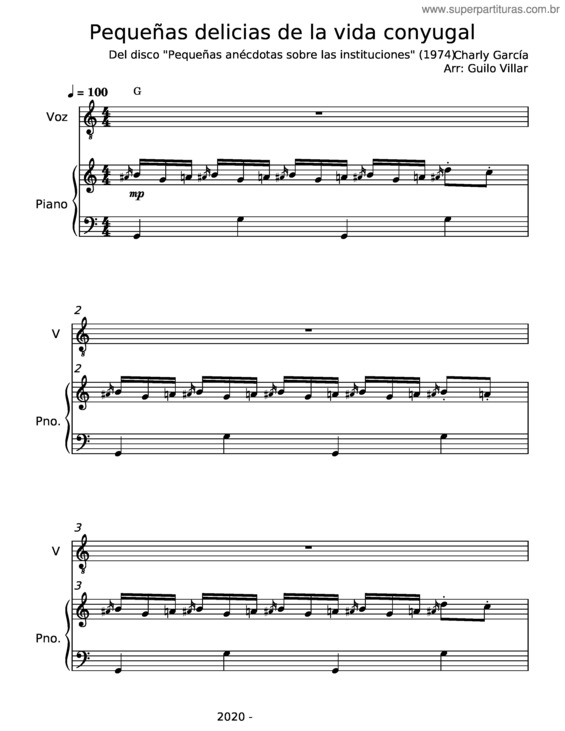 Partitura da música Pequeñas Delicias De La Vida Conyugal – Charly García
