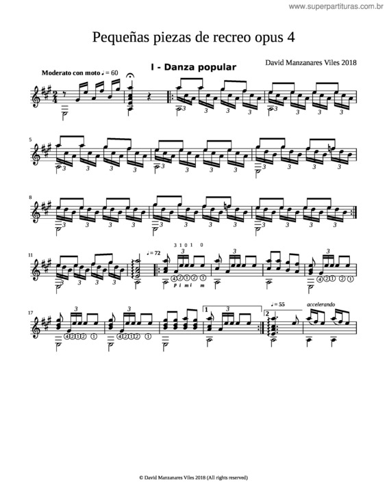 Partitura da música Pequeñas Piezas De Recreo Opus 4 – I Danza Popular