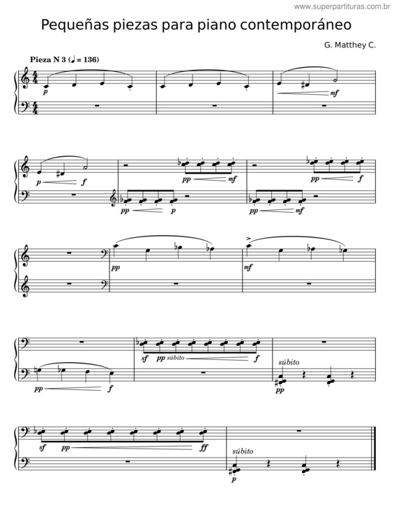 Partitura da música Pequeñas Piezas Para Piano Contemporáneo