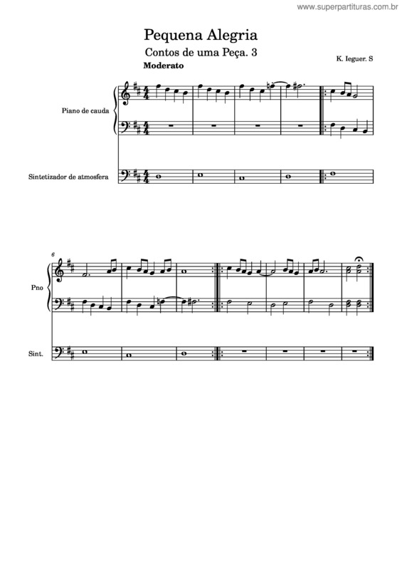 Partitura da música Pequena Alegria – Contos De Uma Peça. Kevin. I. S.
