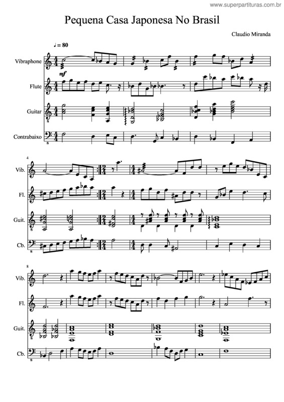 Partitura da música Pequena Casa Japonesa No Brasil