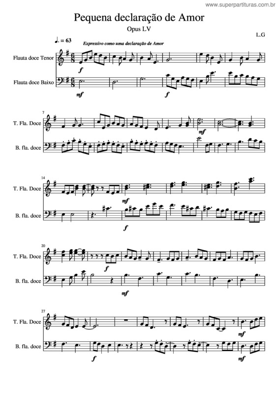 Partitura da música Pequena Declaração De Amor –