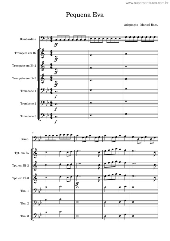 Partitura da música Pequena Eva – Banda Marcial