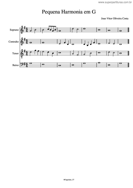 Partitura da música Pequena Harmonia Em G