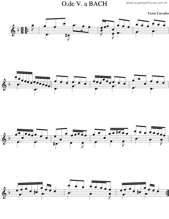 Partitura da música Pequena Homenagem A Bach