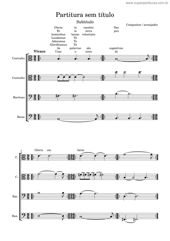 Partitura da música Pequena Liturgia Parte 3 Gloria – Bobhaeberlin