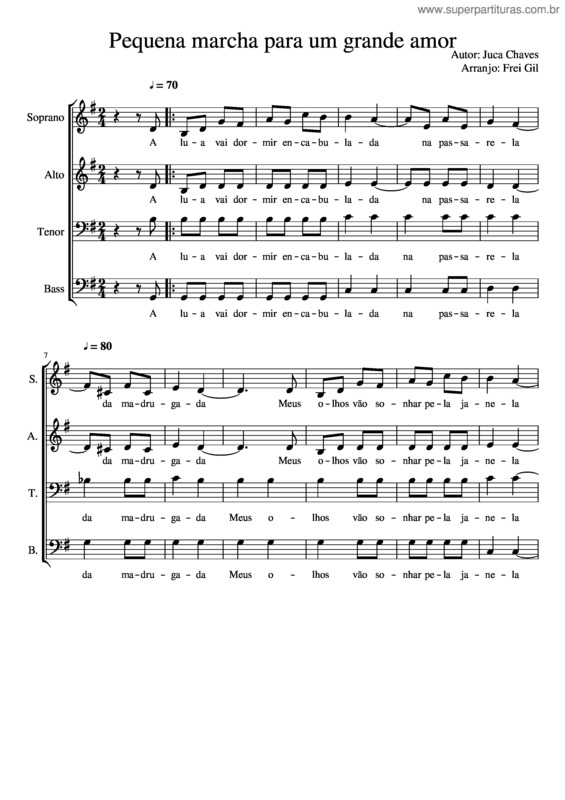 Partitura da música Pequena Marcha Para Um Grande Amor
