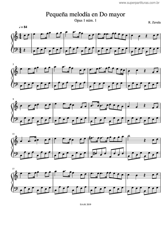 Partitura da música Pequena Melodia En Do Mayor