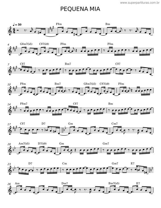 Partitura da música Pequena Mia