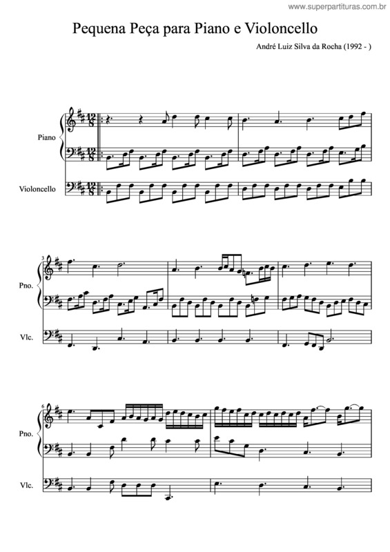 Partitura da música Pequena Peça Para Piano E Violoncello