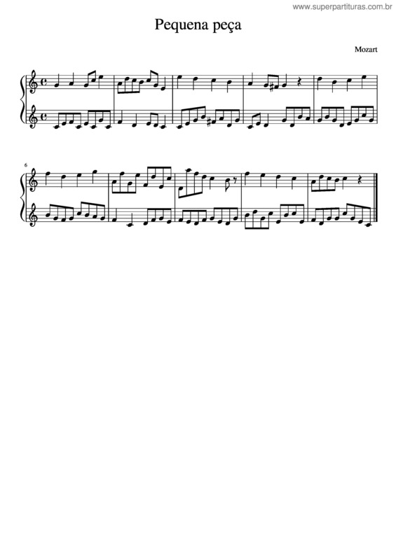 Partitura da música Pequena Peça v.3