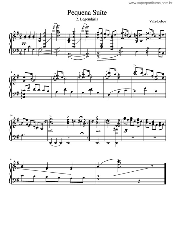 Partitura da música Pequena Suíte – 2. Legendária