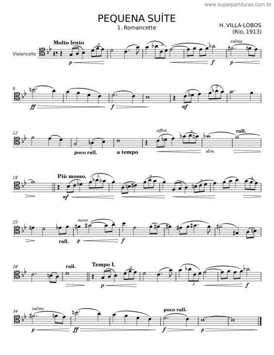 Partitura da música Pequena Suíte – H. Villa–Lobos