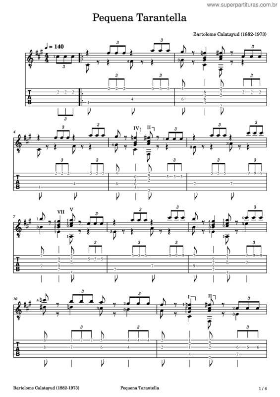 Partitura da música Pequena Tarantella – Bartolomé Calatayud