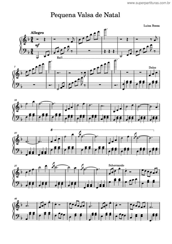 Partitura da música Pequena Valsa De Natal