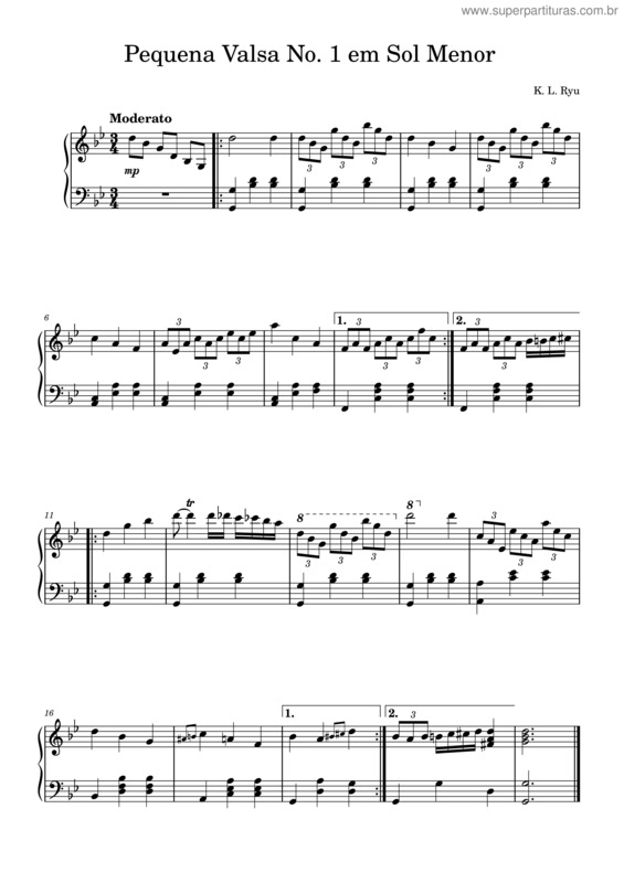 Partitura da música Pequena Valsa No. 1 Em Sol Menor