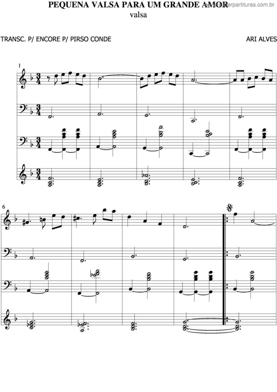 Partitura da música Pequena Valsa Para Um Grande Amor