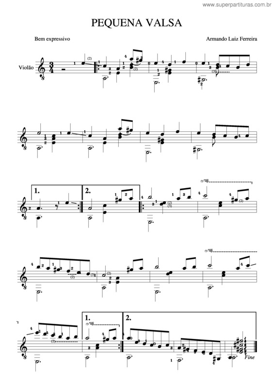 Partitura da música Pequena Valsa