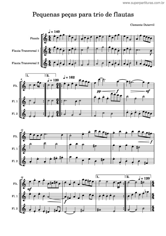 Partitura da música Pequenas Peças Para Trio De Flautas Final.Mscz