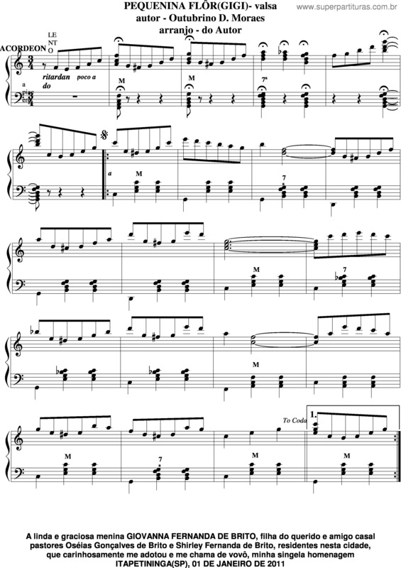 Partitura da música Pequenina Flor v.2