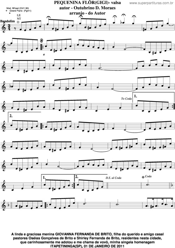 Partitura da música Pequenina Flor v.3