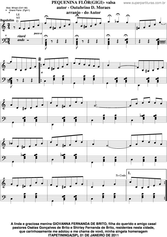 Partitura da música Pequenina Flor v.4