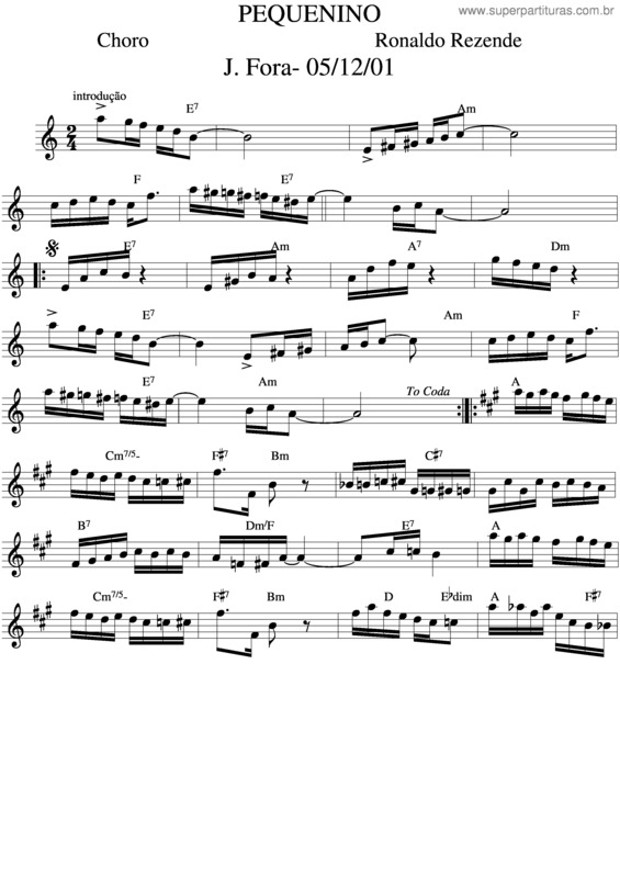 Partitura da música Pequenino