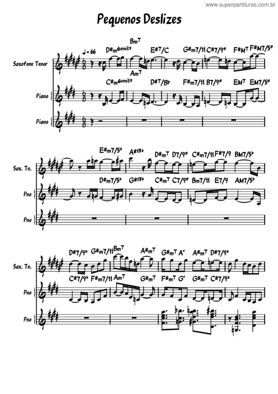 Partitura da música Pequenos Deslizes v.2