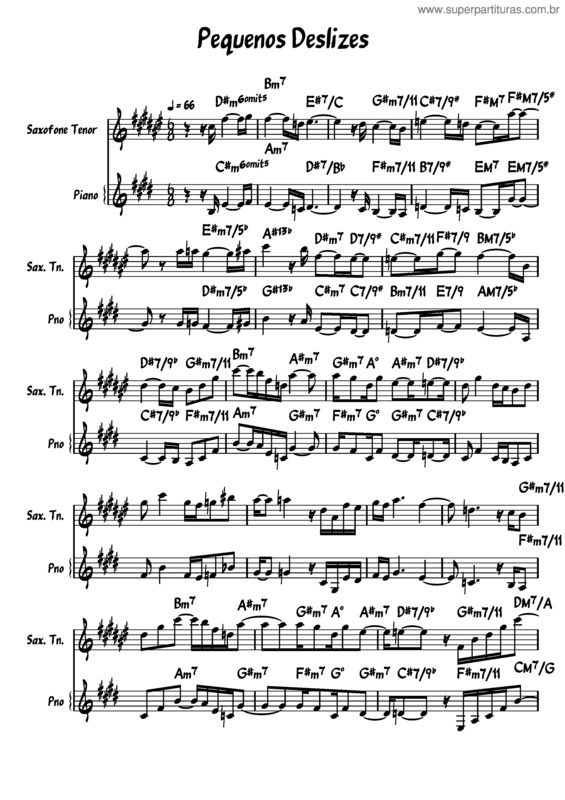 Partitura da música Pequenos Deslizes