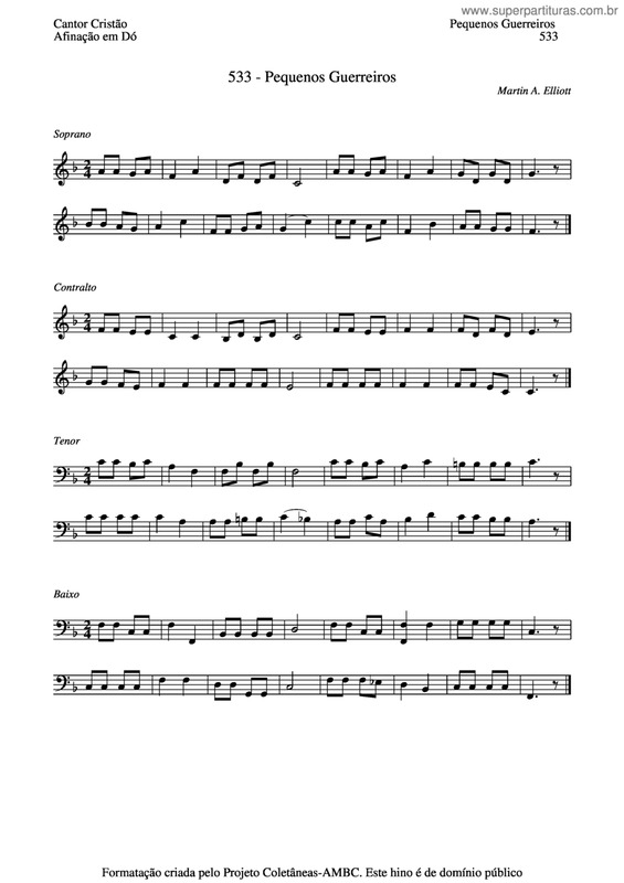 Partitura da música Pequenos Guerreiros v.2