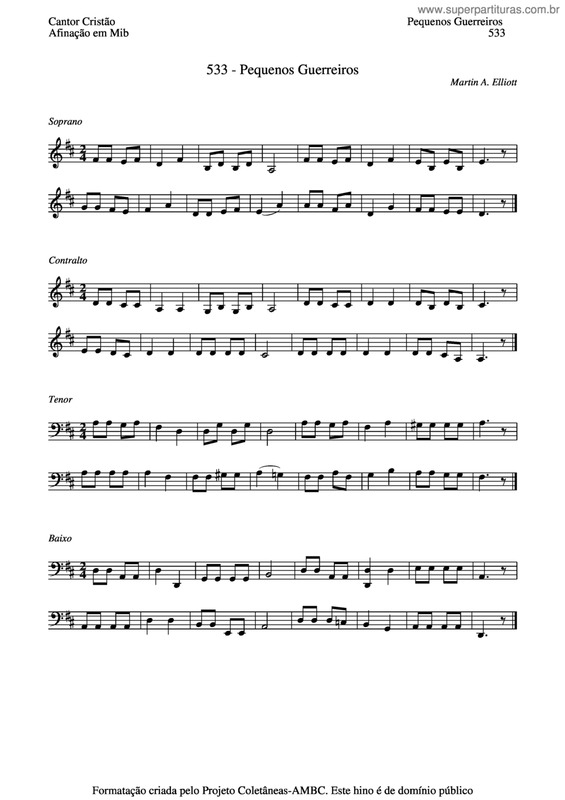 Partitura da música Pequenos Guerreiros v.4