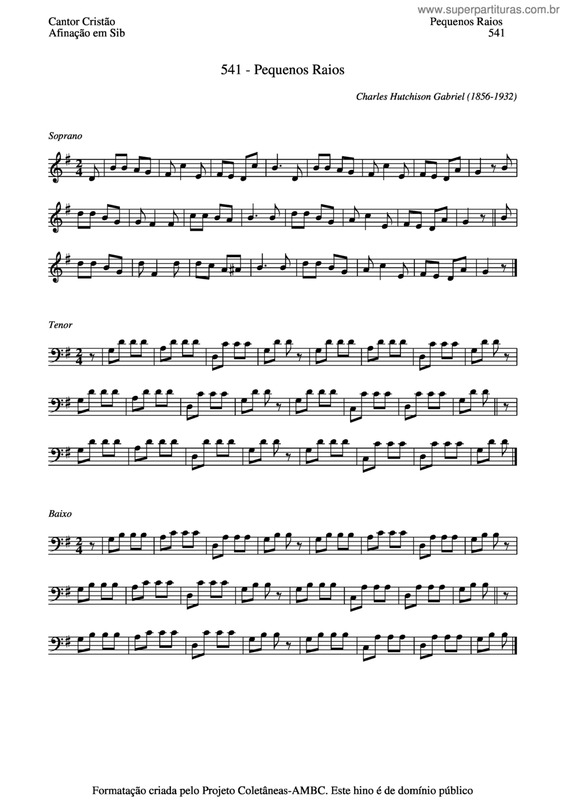 Partitura da música Pequenos Raios v.2
