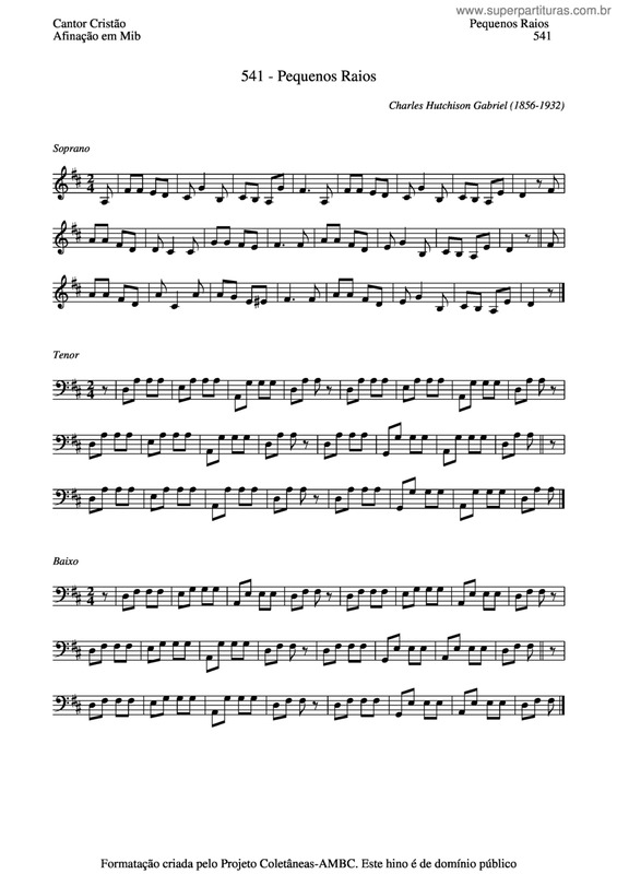 Partitura da música Pequenos Raios v.3