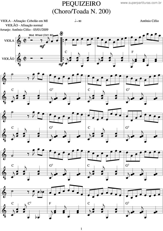 Partitura da música Pequizeiro