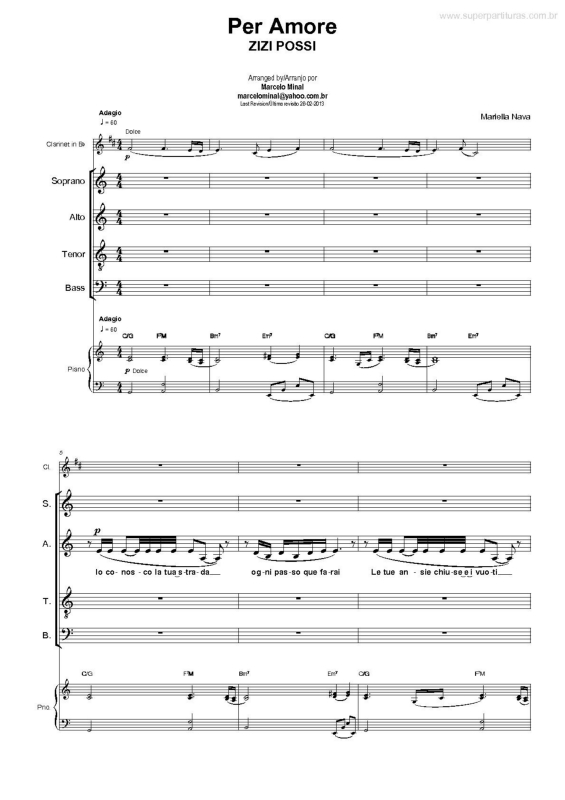 Partitura da música Per Amore v.2