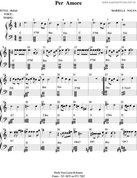 Partitura da música Per Amore v.4