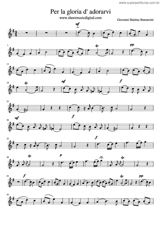 Partitura da música Per La Gloria D Adorarvi v.2