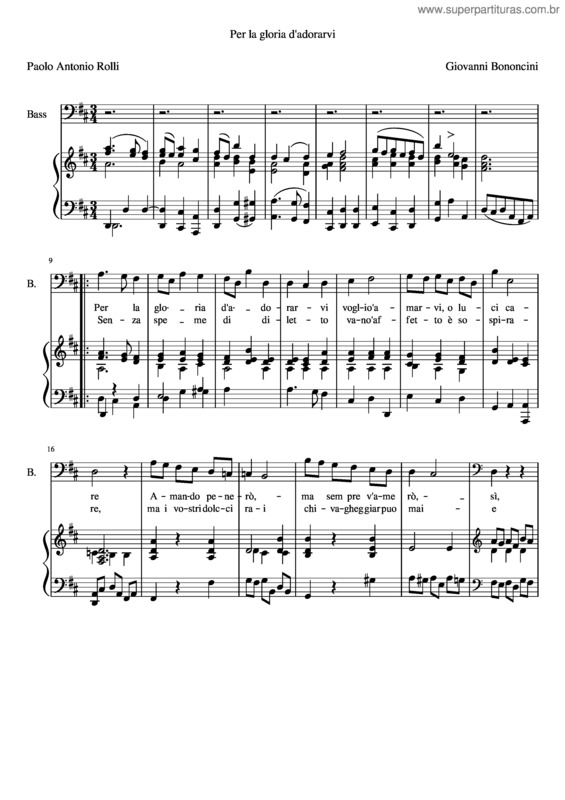Partitura da música Per La Gloria D`Adorarvi v.3