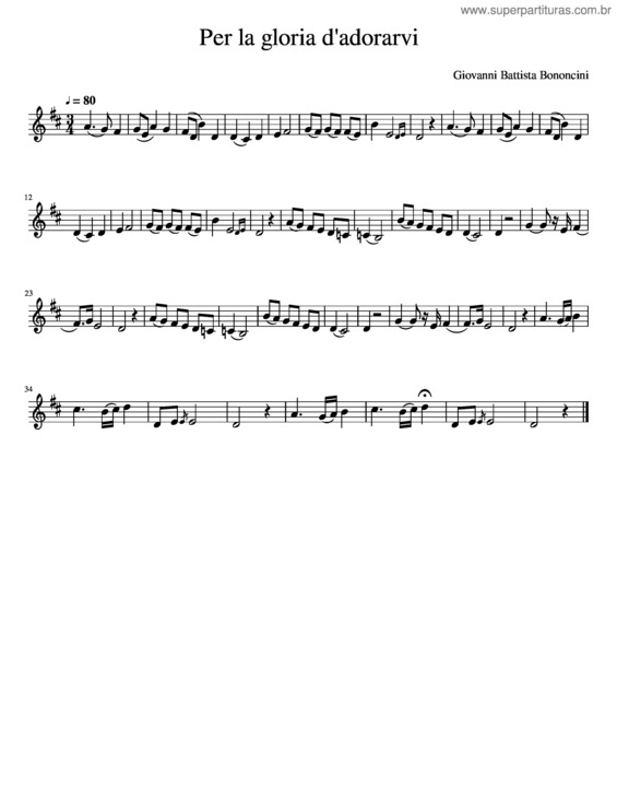 Partitura da música Per La Gloria D`Adorarvi v.4