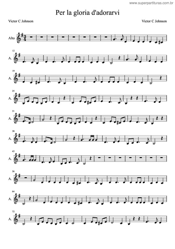 Partitura da música Per La Gloria D`Adorarvi