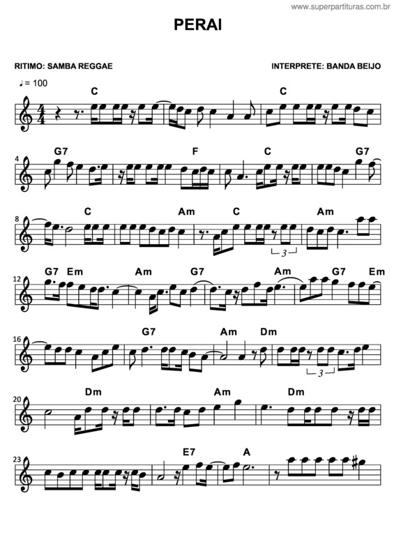 Partitura da música Peraí v.2