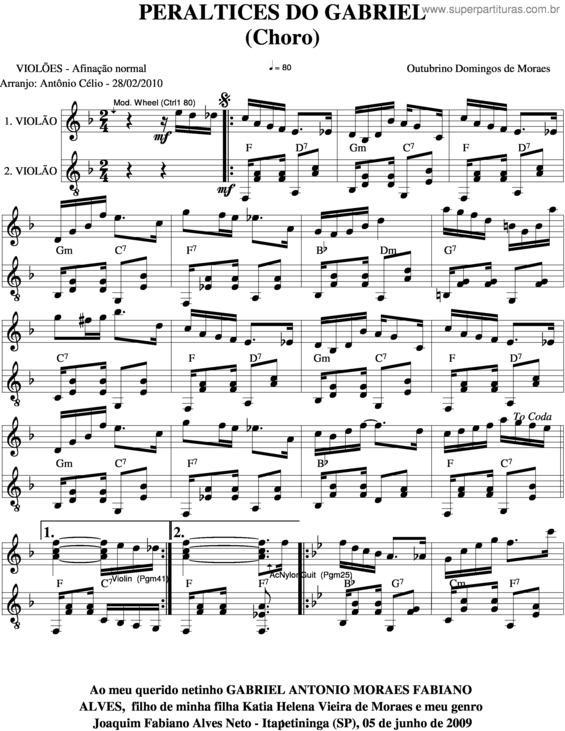 Partitura da música Peraltices Do Gabriel v.2