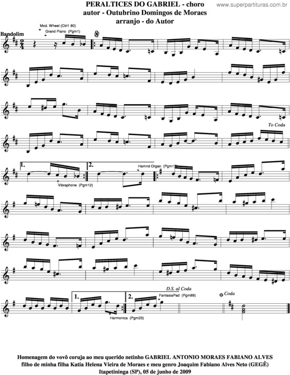 Partitura da música Peraltices Do Gabriel v.4