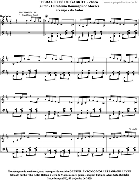 Partitura da música Peraltices Do Gabriel v.5