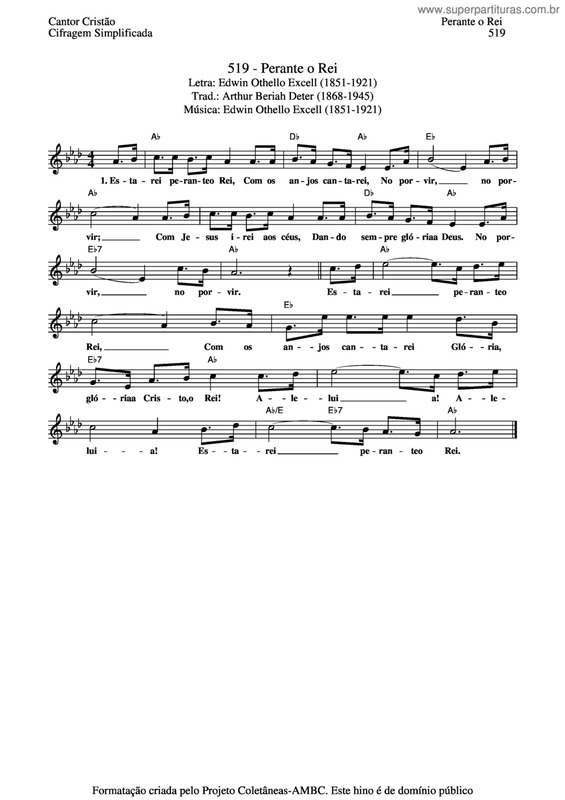 Partitura da música Perante O Rei